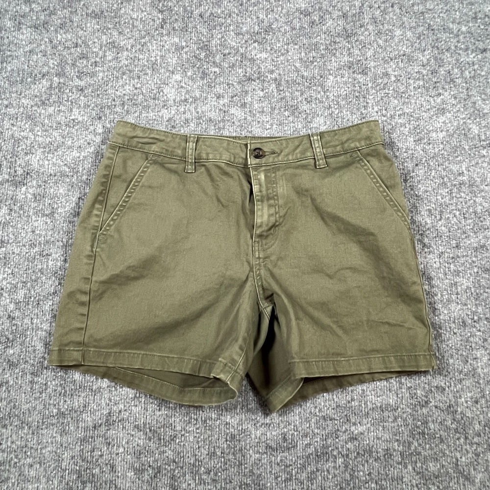 A.n.a Midi 5" Chino Shorts Womens 8 Olive Green Cotton Stretch Mid Rise Casual